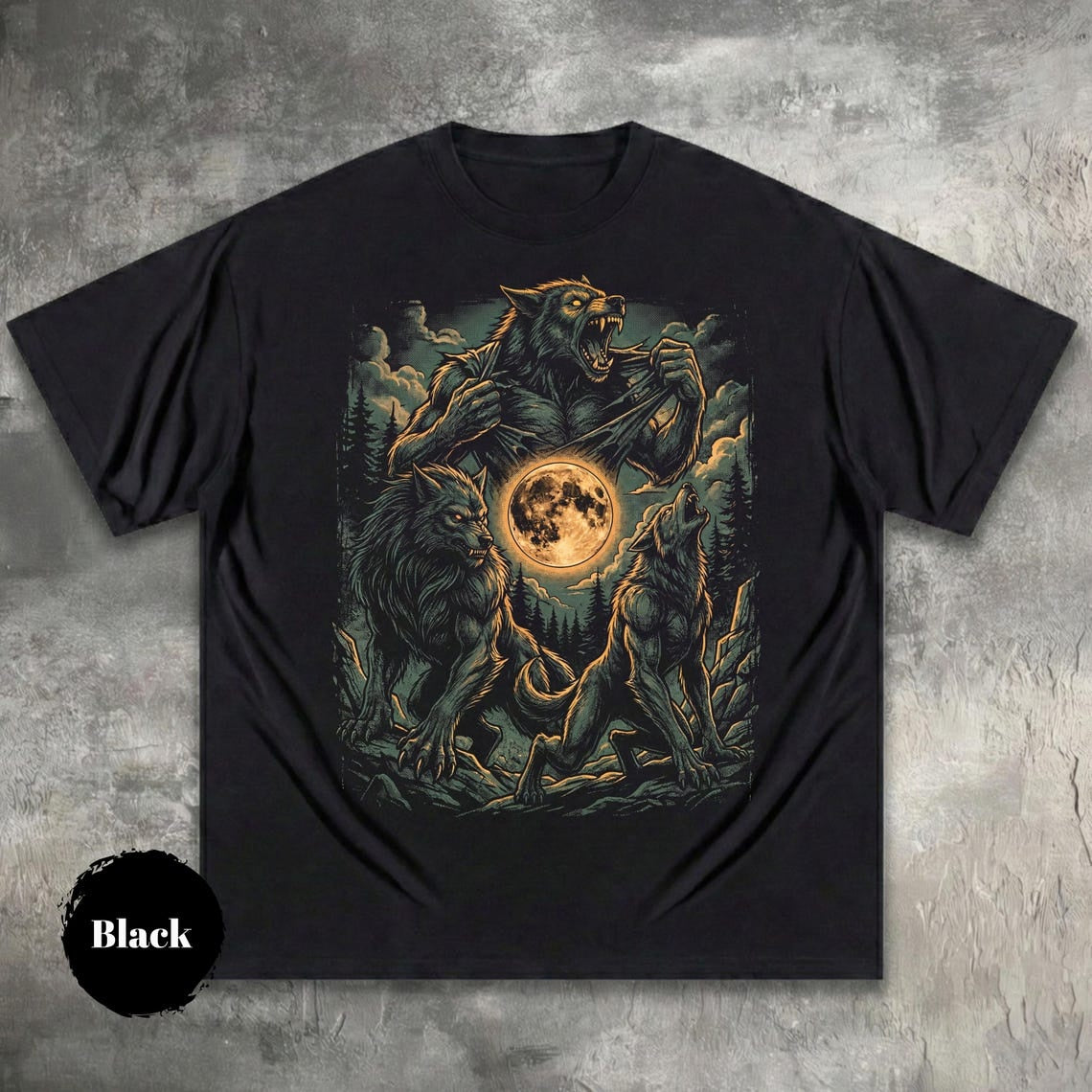 Werewolf Moon Shirt, Dark Fantasy Wolf Transformation Tee, Horror Art T-Shirt
