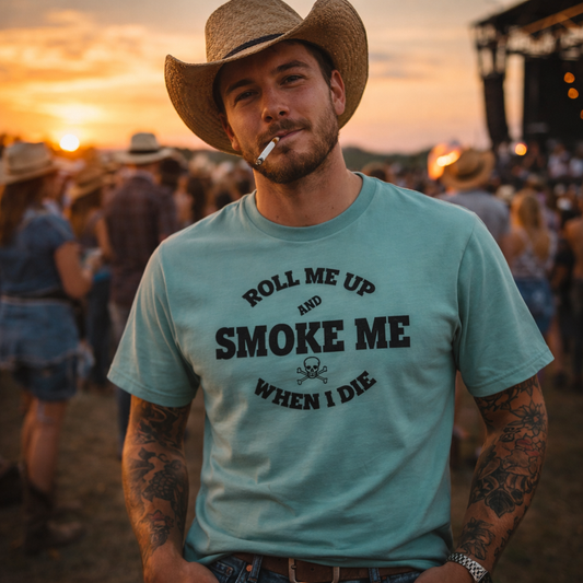 Willie Nelson Tshirt, Lyric Roll Me Up and Smoke Me,Country Music Tshirt