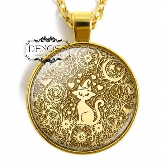 Witch Cat Pendant Necklace