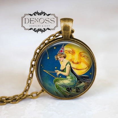 Witch Jewelry,Witch Necklace,Good Witch,Harvest Moon,Shooting Star,Halloween Jewelry,Moon Jewelry
