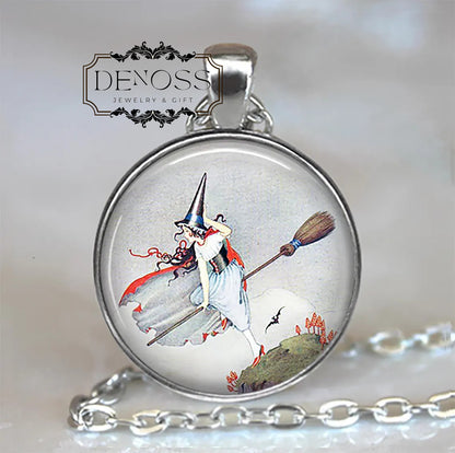 Witch's Broom necklace,cute witch or Wiccan gift,Samhain or Halloween jewelry