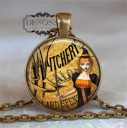 Witchery Witch necklace,witch jewelry,Halloween jewelry,Halloween gift,sexy witch