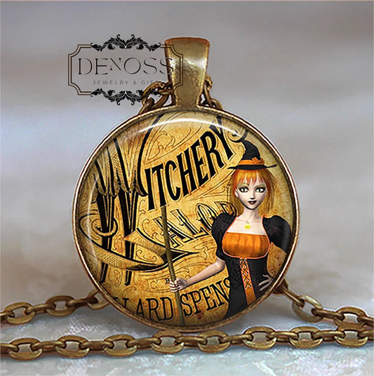 Witchery Witch necklace,witch jewelry,Halloween jewelry,Halloween gift,sexy witch - Denoss