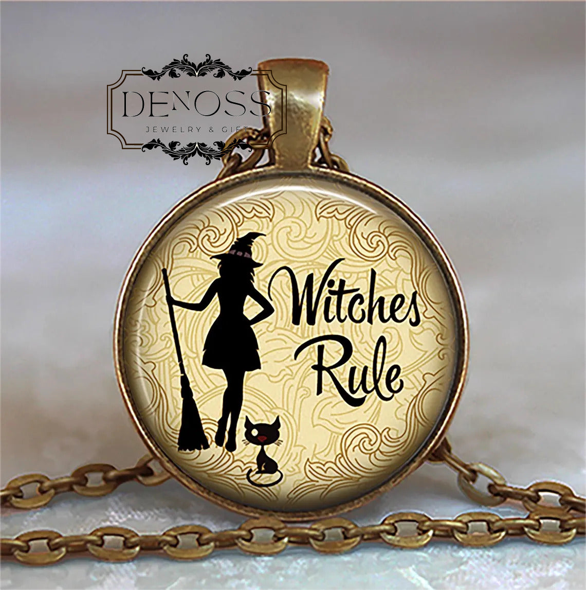 Witches Rule Halloween necklace,Halloween witch jewelry,Samhain or Wiccan jewelry,cute witch