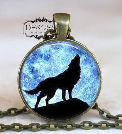 Wolf Pendant Necklace,Handmade Jewelry