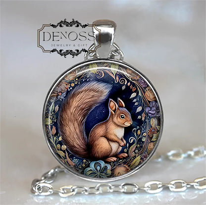 Woodland Squirrel necklace,nature art gift,woodland animal jewelry,squirrel jewelry