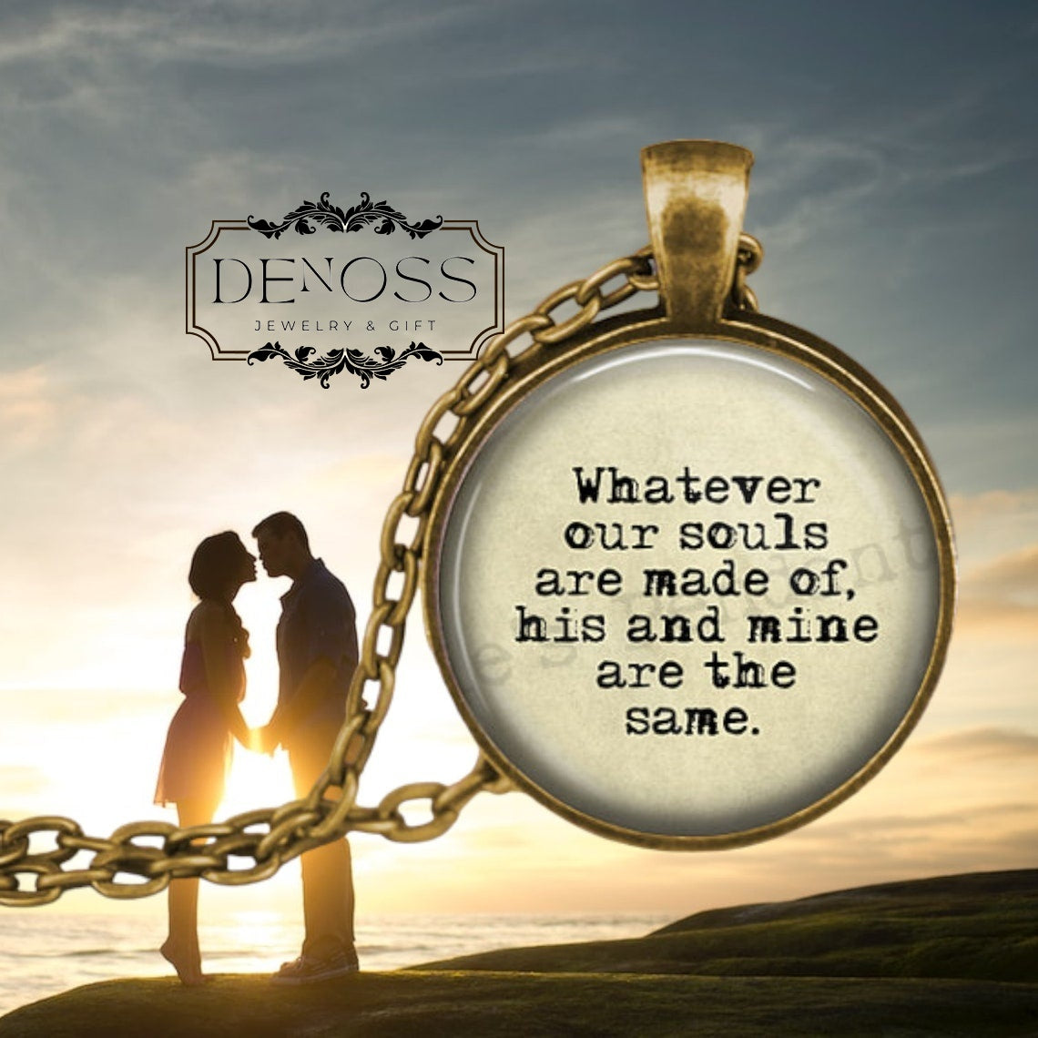 Wuthering Heights Quote Necklace ,Emily Bronte Literary Gift