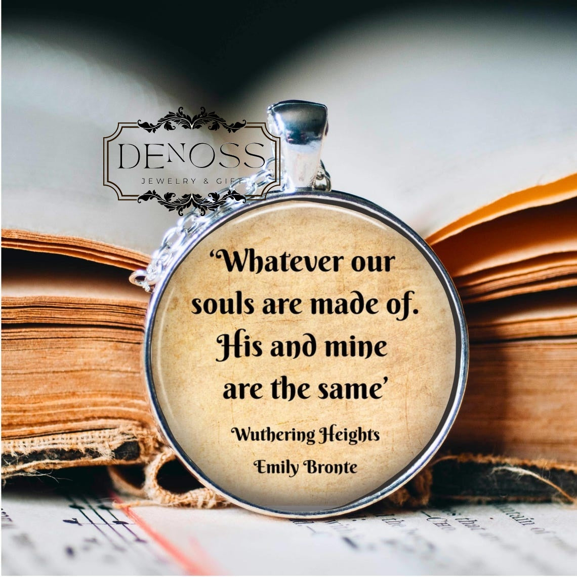 Wuthering Heights Quote Necklace ,Emily Bronte Literary Gift