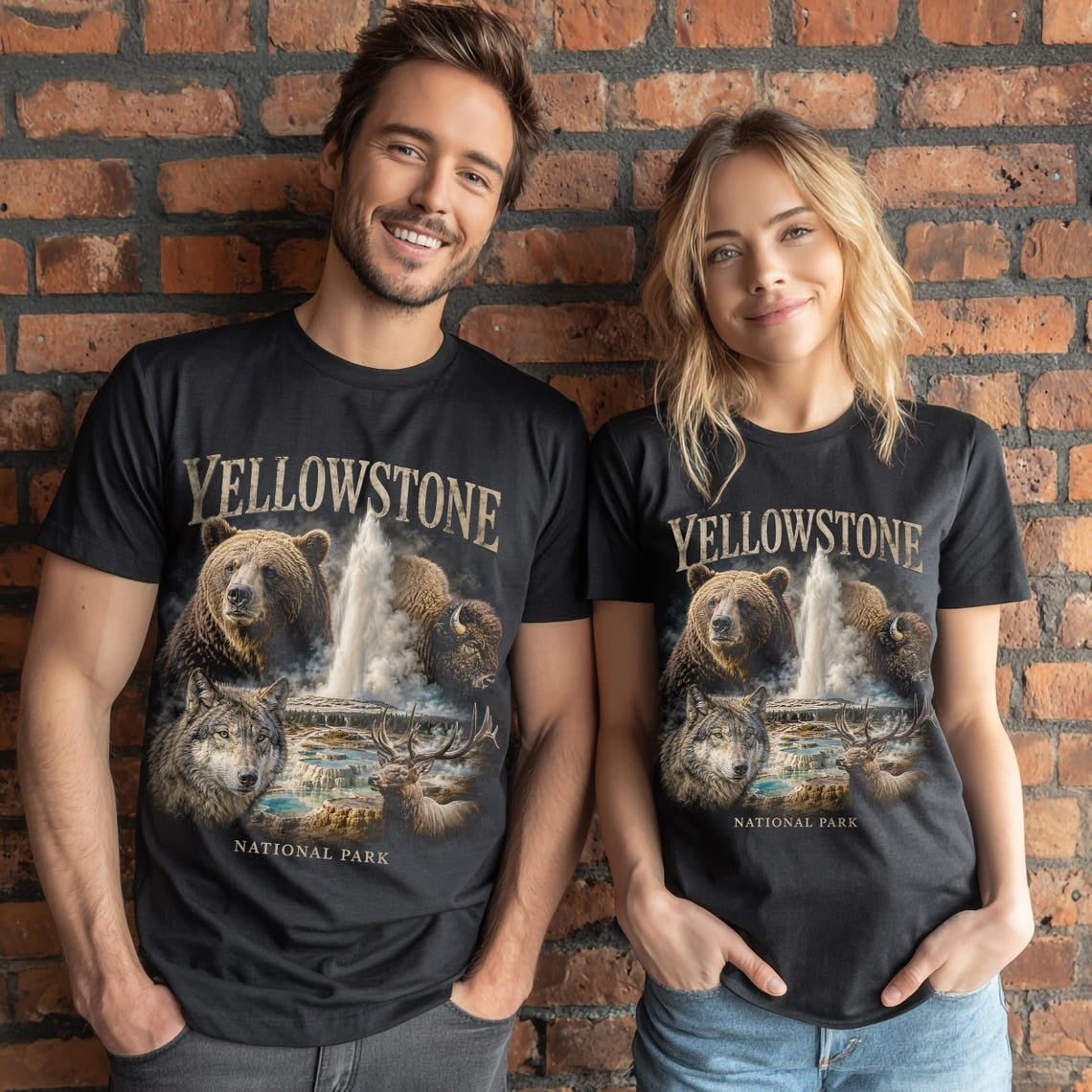 Yellowstone Shirt, National Parks Tee, Wildlife T-Shirt, Bear Wolf Bison Art, Nature Lover Gift, Outdoor Adventure Tee, Hiking Camping Shirt