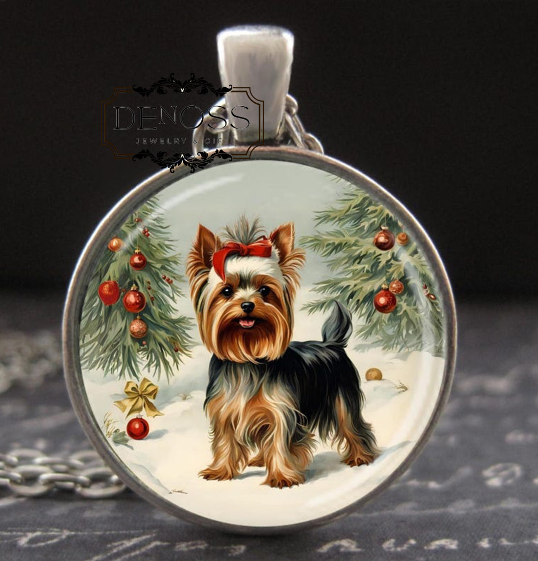Yorkie Necklace,Cute Yorkshire Terrier Pendant,Handmade Holiday Jewelry for Dog Lovers