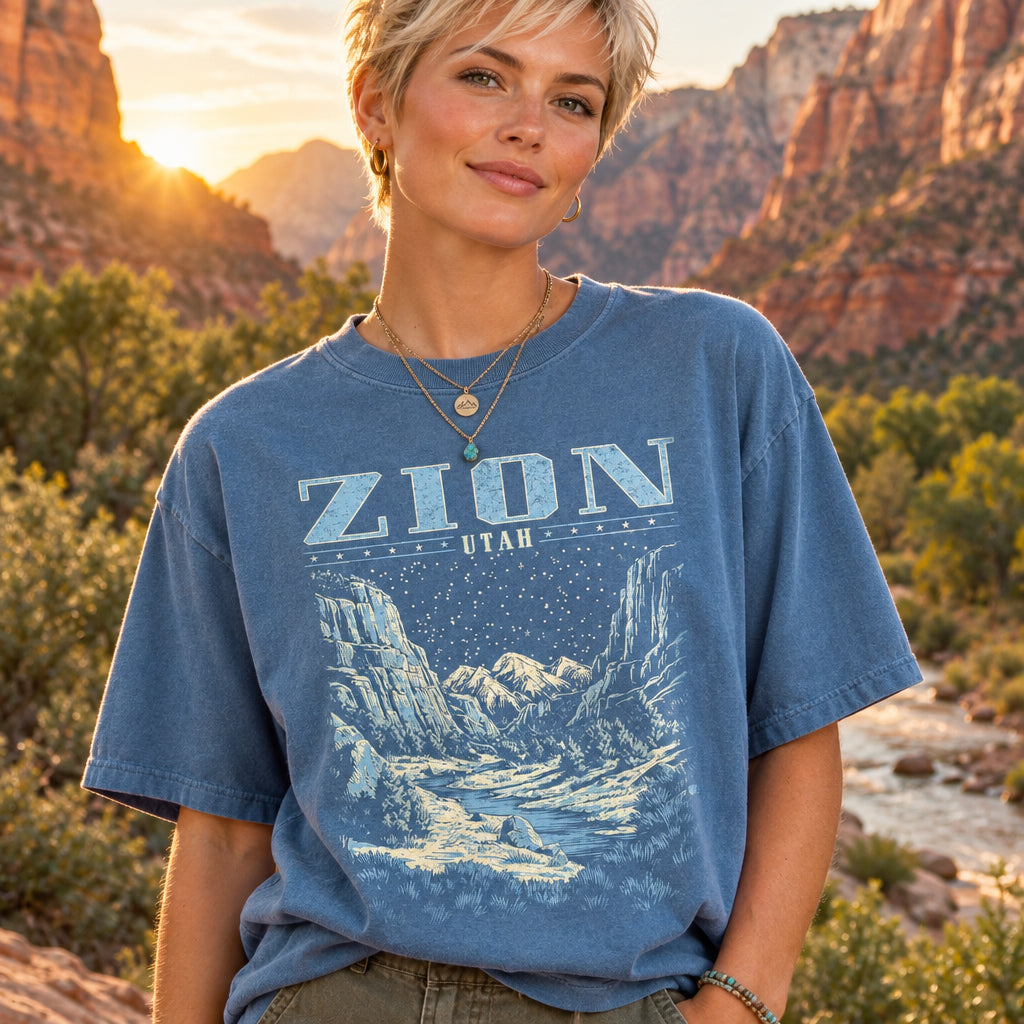 Zion National Park Shirt, Retro Comfort Colors T-Shirt, Aesthetic Hiking Utah Tshirt, National Park Shirt, Vacation Graphic Tee