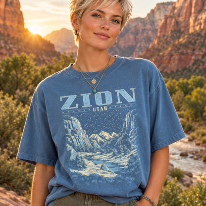 Zion National Park Shirt, Retro Comfort Colors T-Shirt, Aesthetic Hiking Utah Tshirt, National Park Shirt, Vacation Graphic Tee