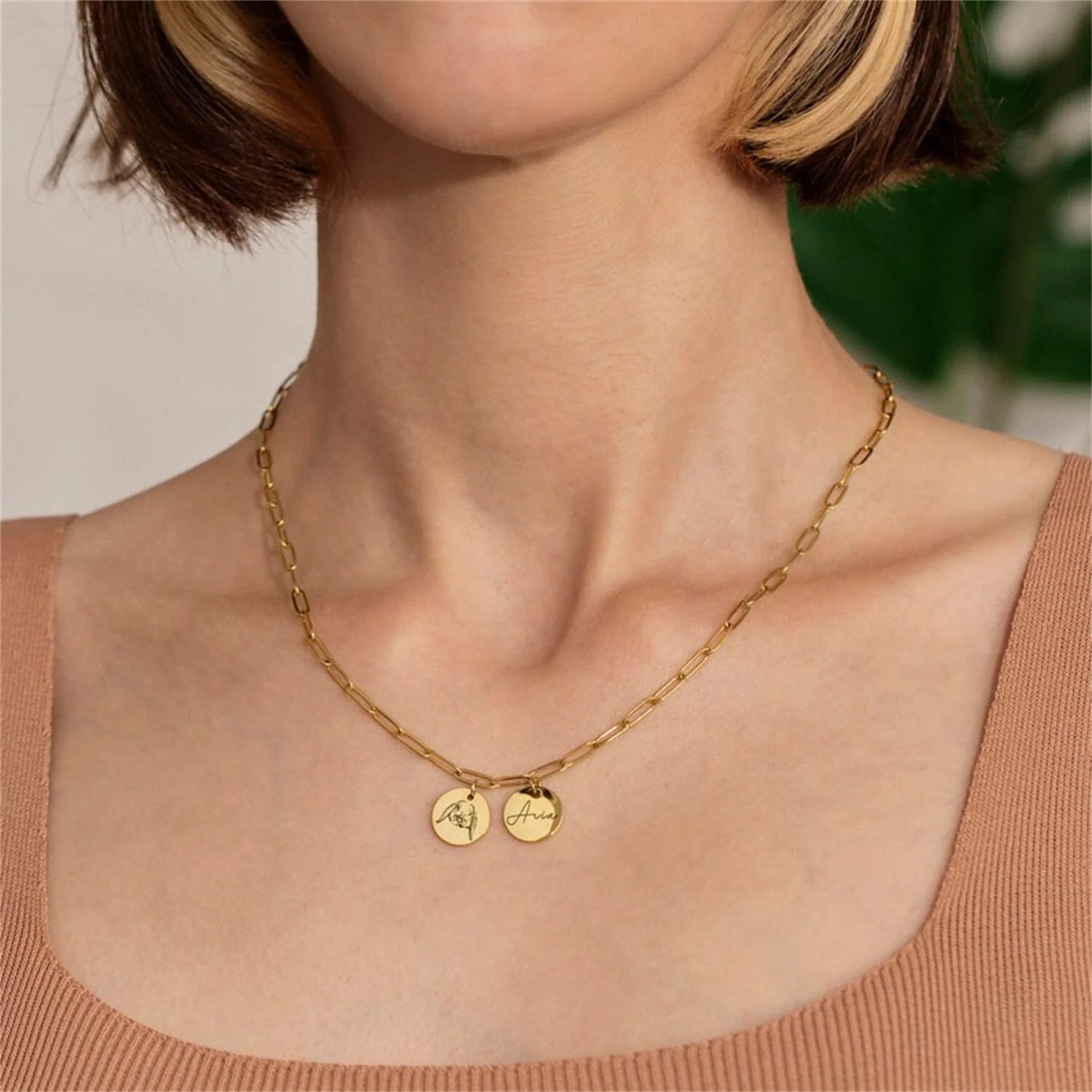 Custom Dog Portrait Necklace