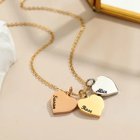 Personalized Family Names Heart Charm Necklace
