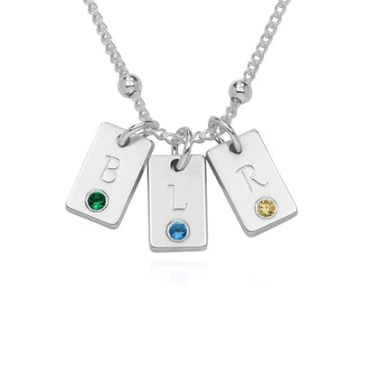 Initial Birthstone Tag Necklace