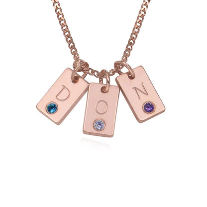 Initial Birthstone Tag Necklace