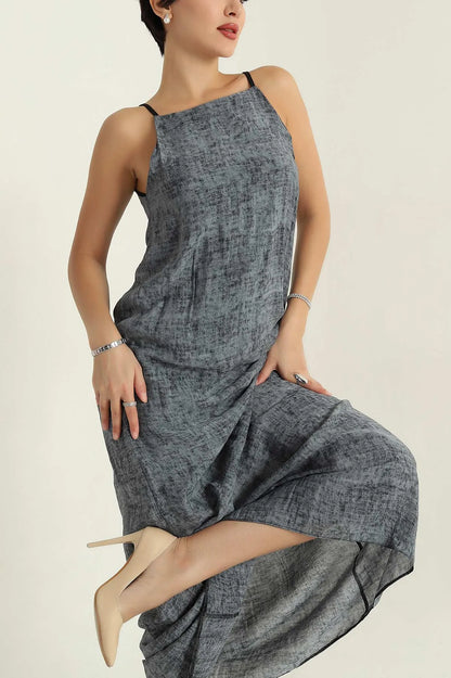 Anthracite Lined Strappy Woven Dress
