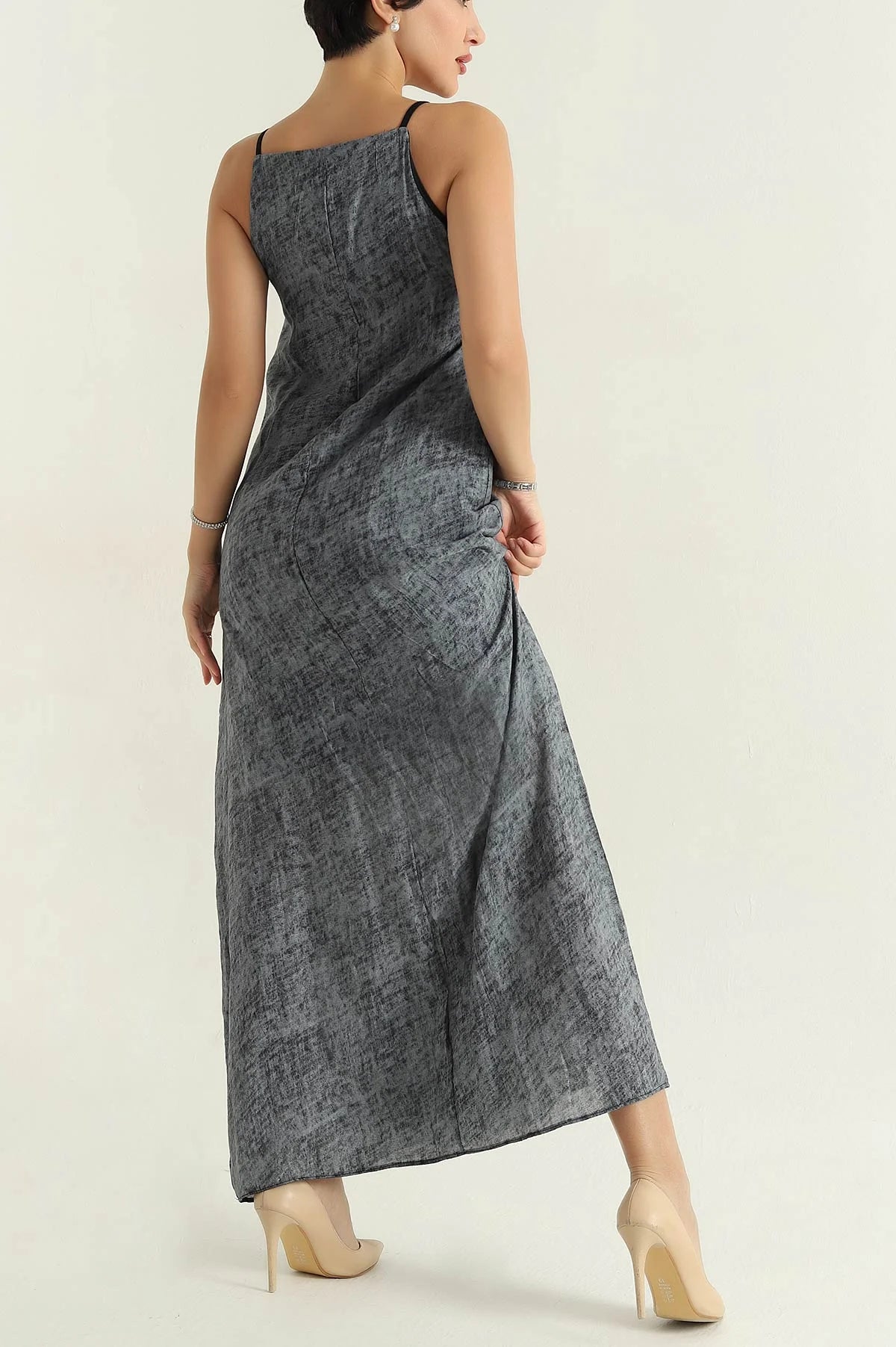 Anthracite Lined Strappy Woven Dress