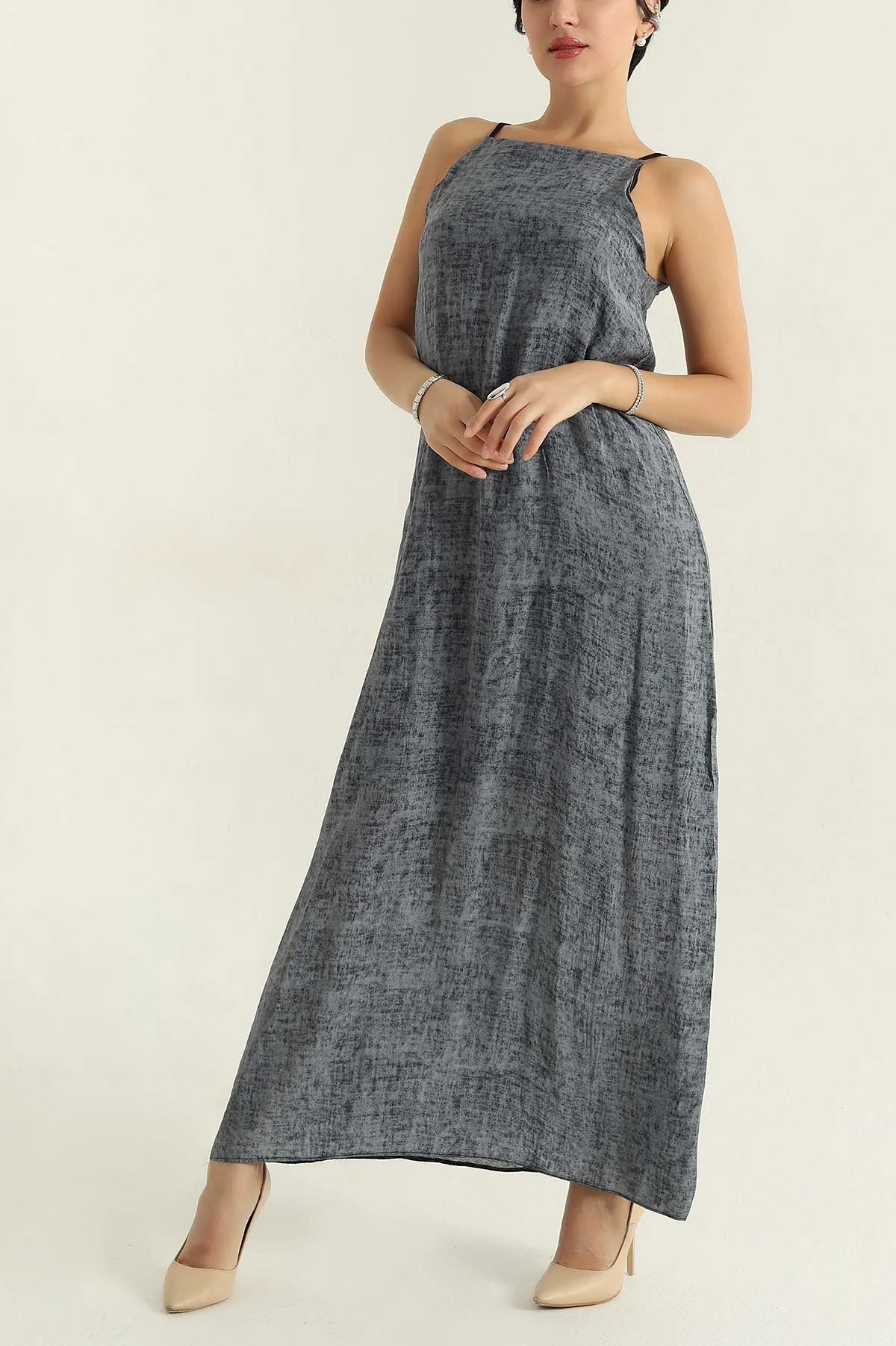 Anthracite Lined Strappy Woven Dress
