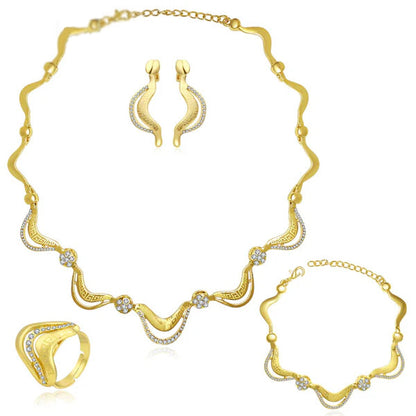 Geometric stylish design gold plated women’s jewelry set