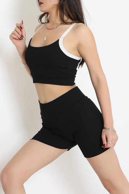 Black Athlete-Shorts Double Set - Denoss