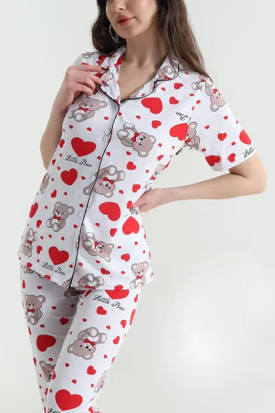 White Little Bear Supreme Women's Pajama Set - Denoss