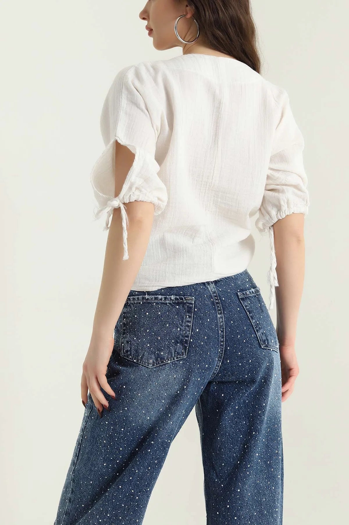 White Muslin Linen Women's Blouse - Denoss