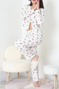 Cream V Neck Funny Rabbit Ruffle Suit - Denoss
