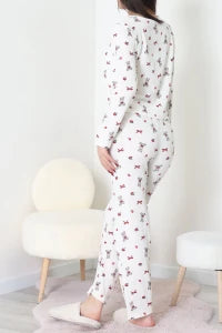 Cream V Neck Funny Rabbit Ruffle Suit - Denoss