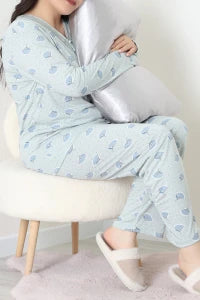 Modal Plus Size Mint Pajama Set - Denoss