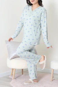 Modal Plus Size Mint Pajama Set - Denoss
