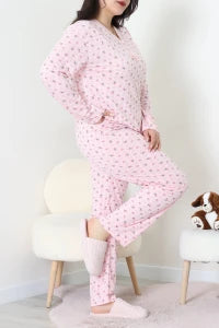 Modal Plus Size Pajama Set Pudra Flowers - Denoss