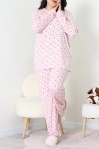 Modal Plus Size Pajama Set Pudra Flowers - Denoss