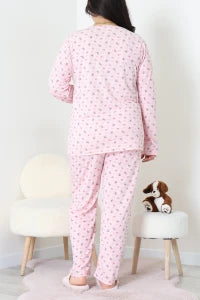 Modal Plus Size Pajama Set Pudra Flowers - Denoss