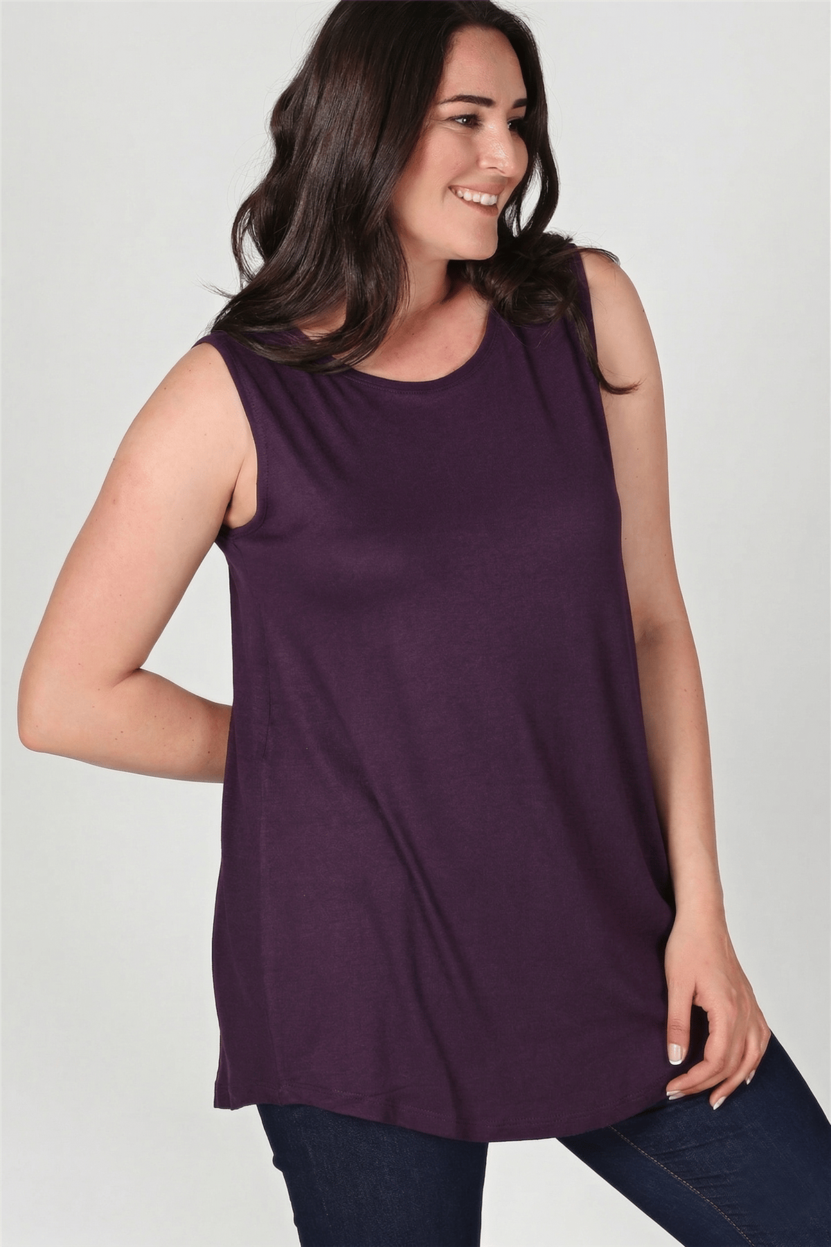 Sleevess Plus Size Basic Plum Blouse