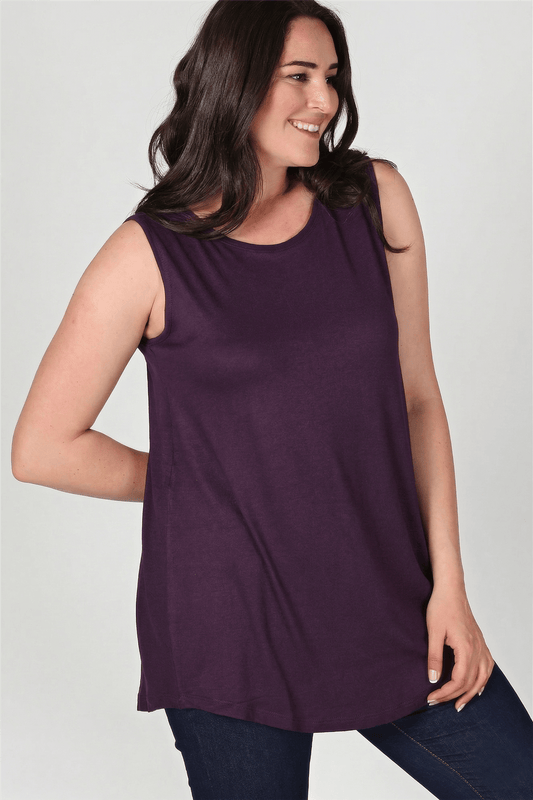 Sleevess Plus Size Basic Plum Blouse