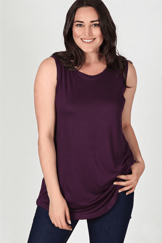Sleevess Plus Size Basic Plum Blouse
