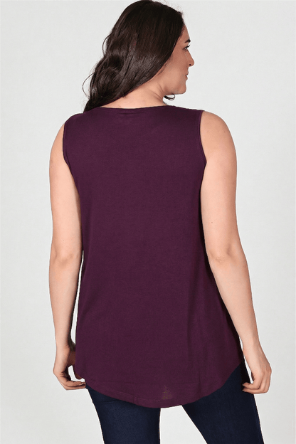 Sleevess Plus Size Basic Plum Blouse