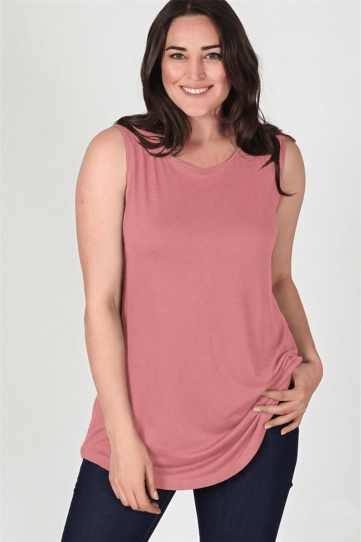 Sleevess Plus Size Basic Pudra Blouse