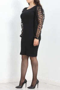 Plus Size Black Polka Dot Tulle Dress - Denoss