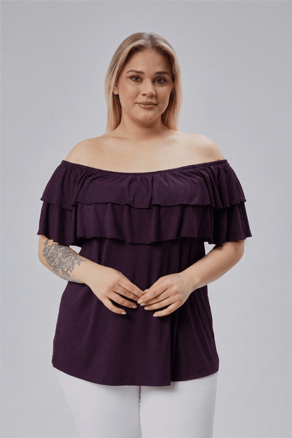 Plum Plus Size Madonna Neck Viscose Blouse