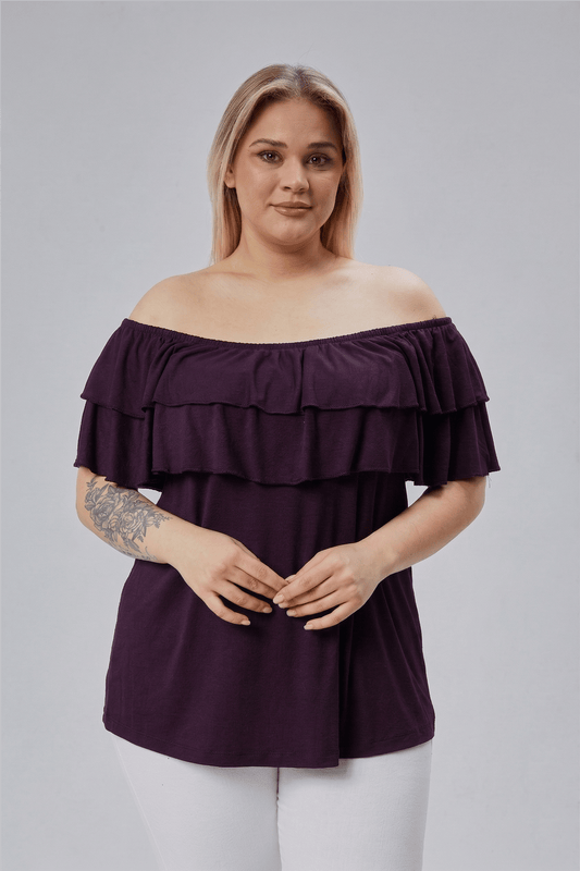 Plum Plus Size Madonna Neck Viscose Blouse
