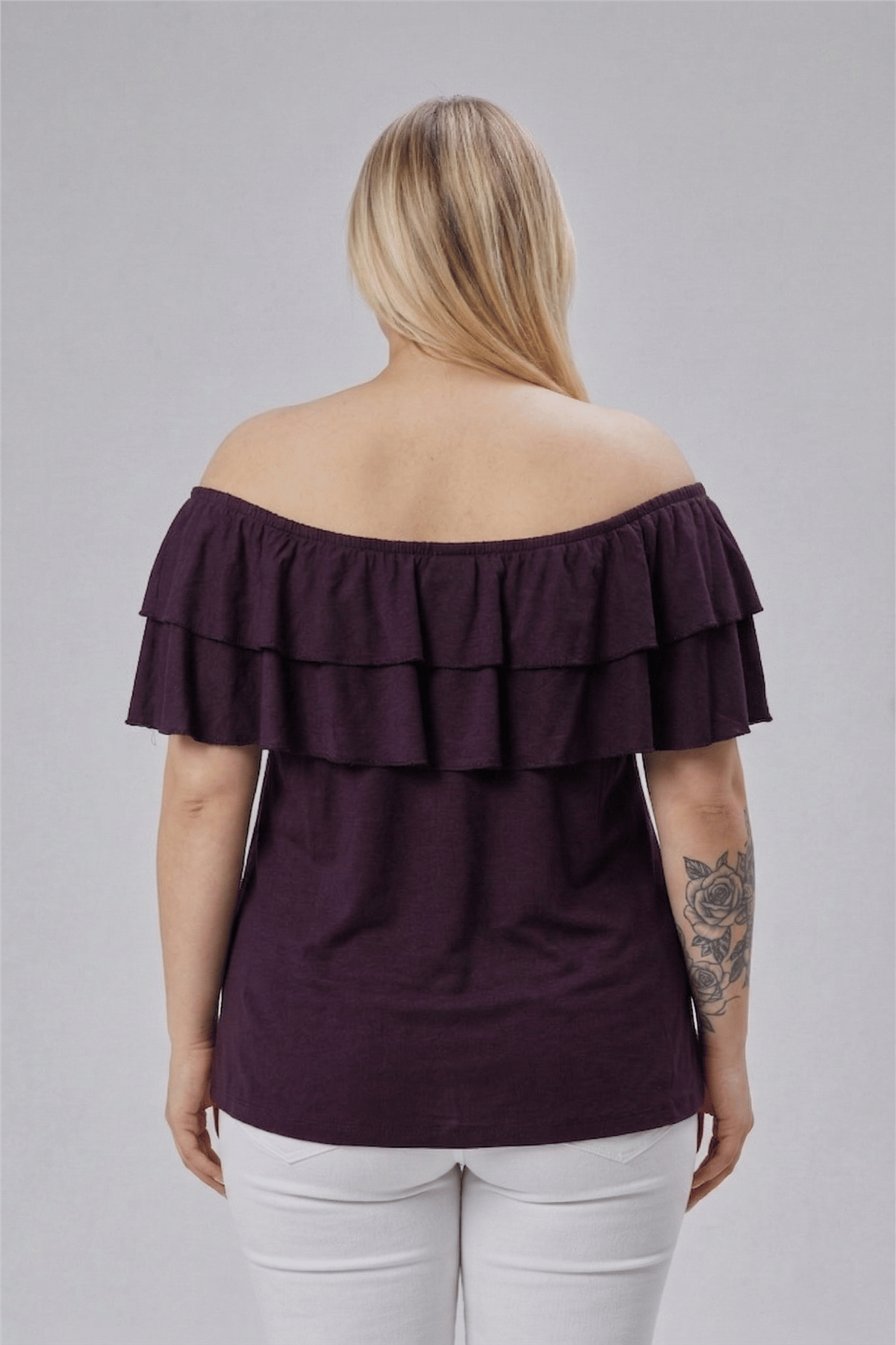 Plum Plus Size Madonna Neck Viscose Blouse