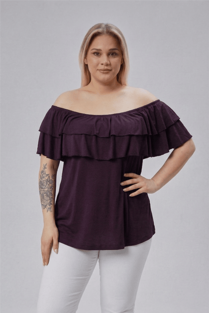 Plum Plus Size Madonna Neck Viscose Blouse