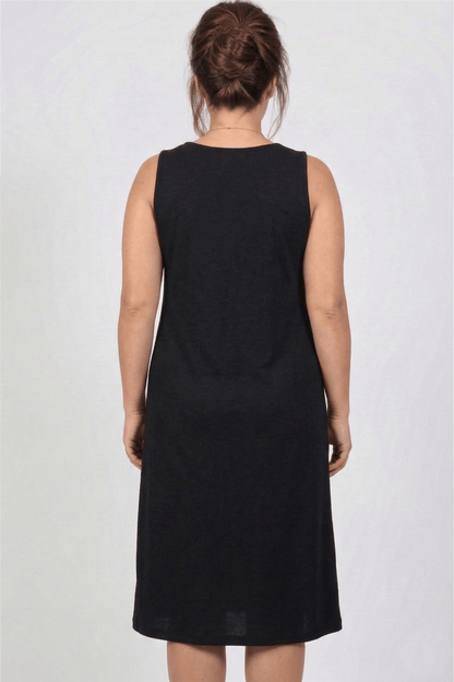 V-Neck Sleeveless Viscose Plus Size Black Dress