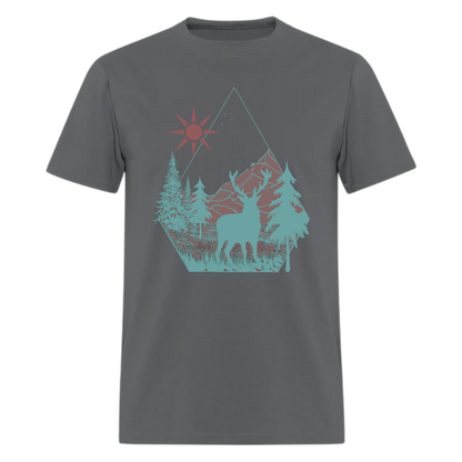 Elk Mountain t shirt Forest,pop art deer,Groomsmen Adventure ,Traveler Camper unisex T shirts