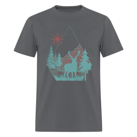 Elk Mountain t shirt Forest,pop art deer,Groomsmen Adventure ,Traveler Camper unisex T shirts
