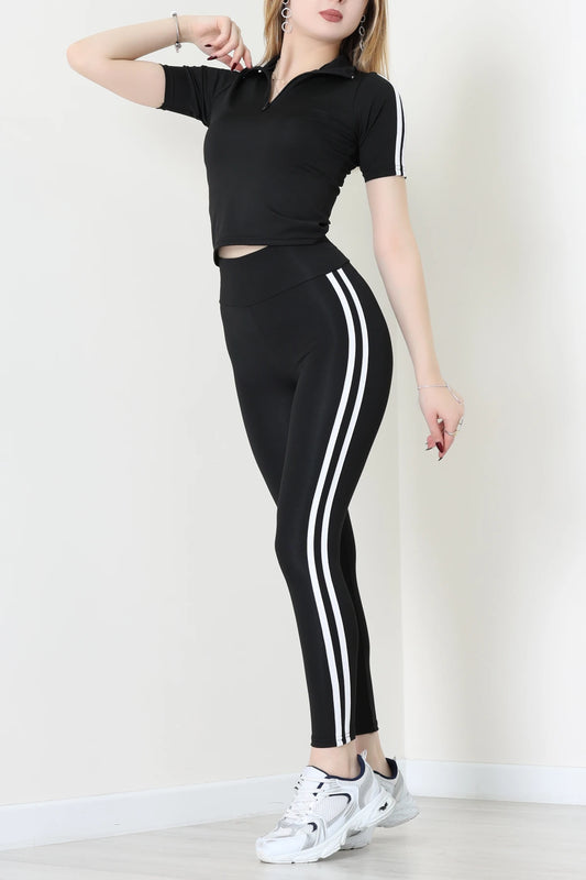 Black Double Stripe Diver Body Suit - Denoss