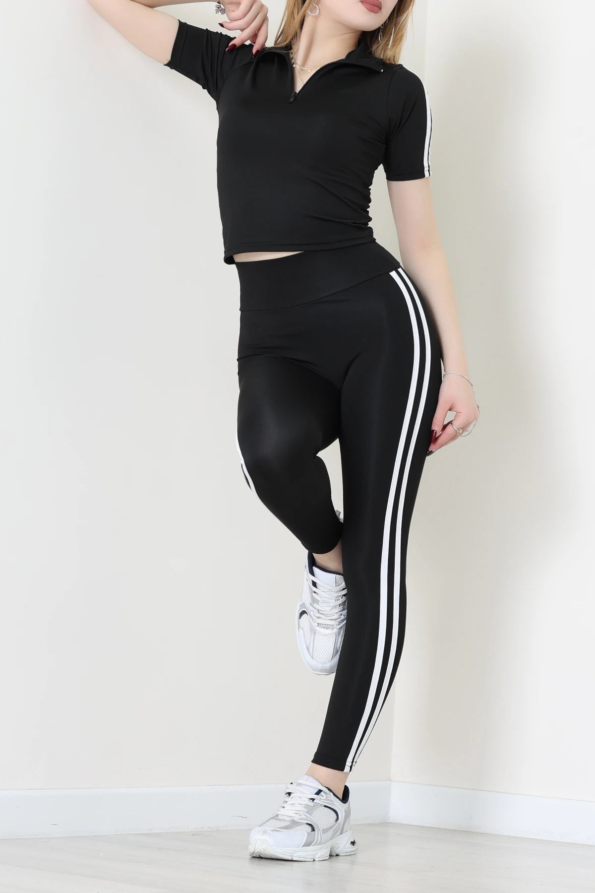 Black Double Stripe Diver Body Suit - Denoss