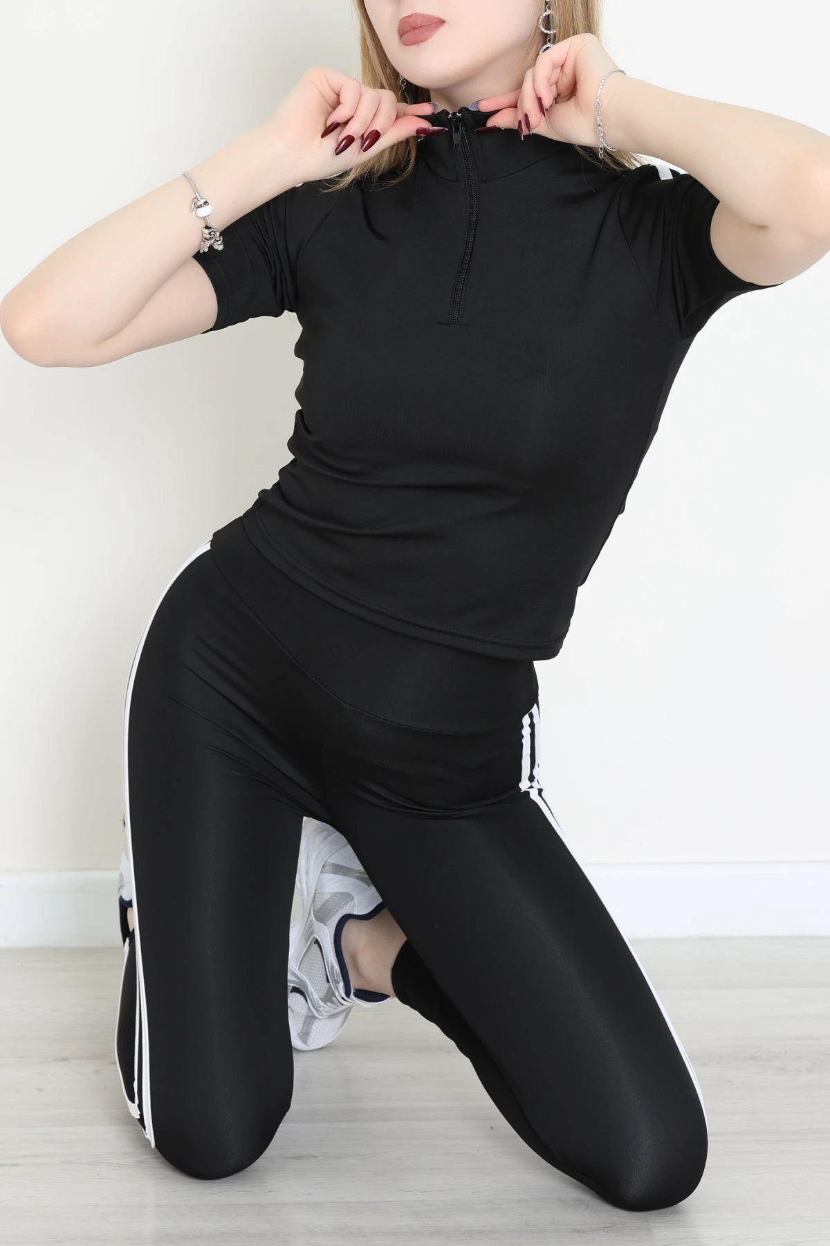 Black Double Stripe Diver Body Suit - Denoss